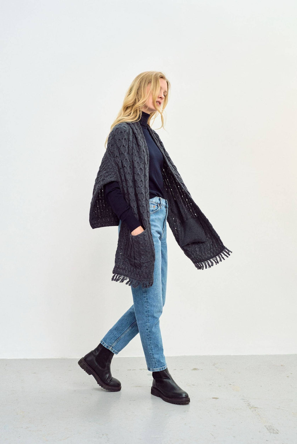 Shannon overgooier sjaal grijs