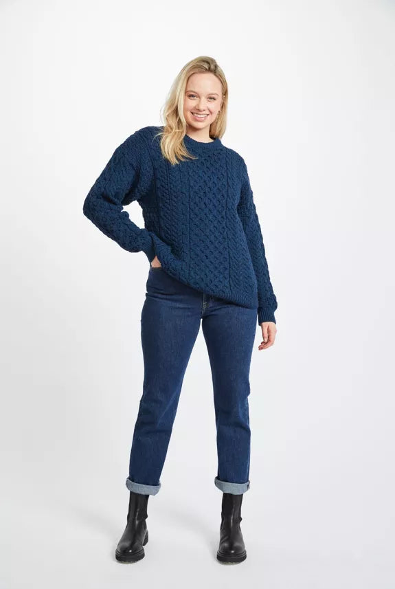 Inisheer trui kabelgebreid blauw
