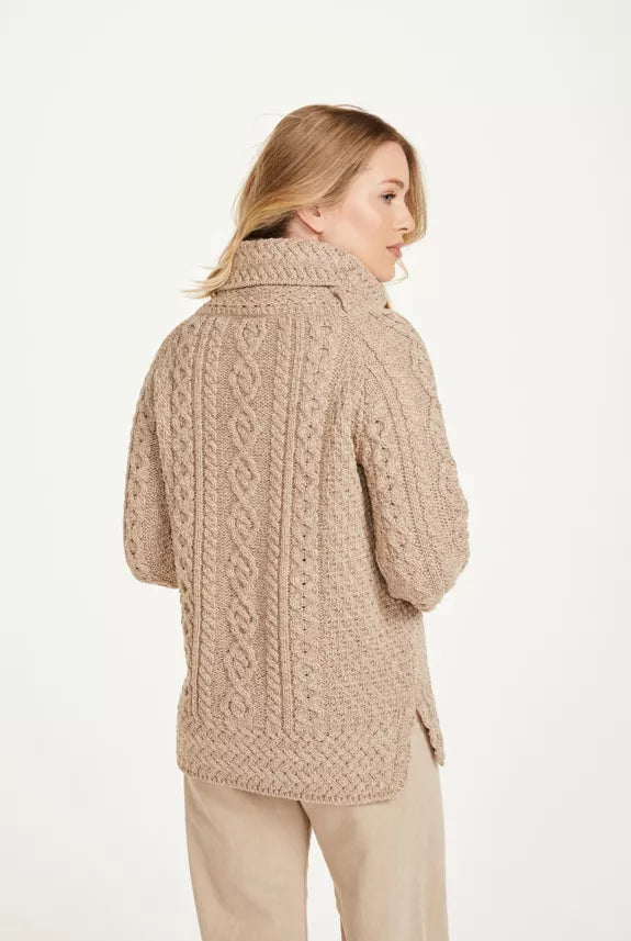 Belcare trui kabelgebreid beige