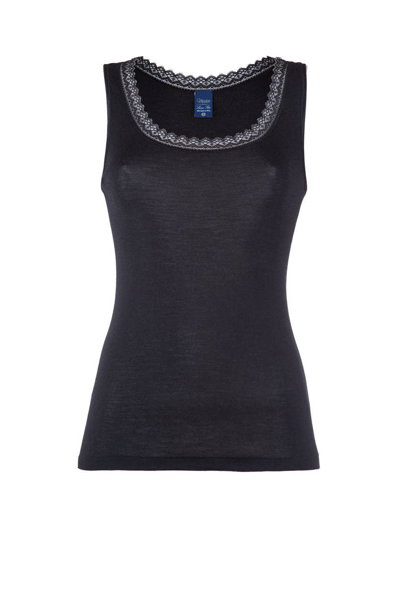 Tina tanktop van wol en zijde zwart