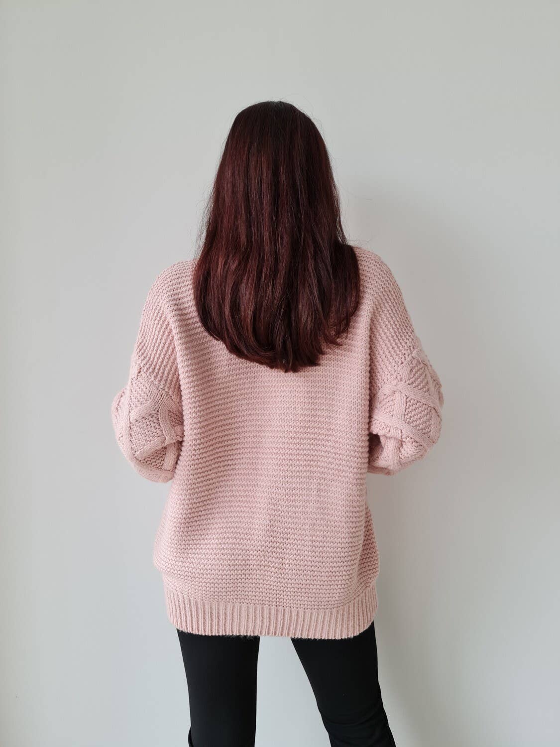 Simona kabelgebreid vest met zakken  roze