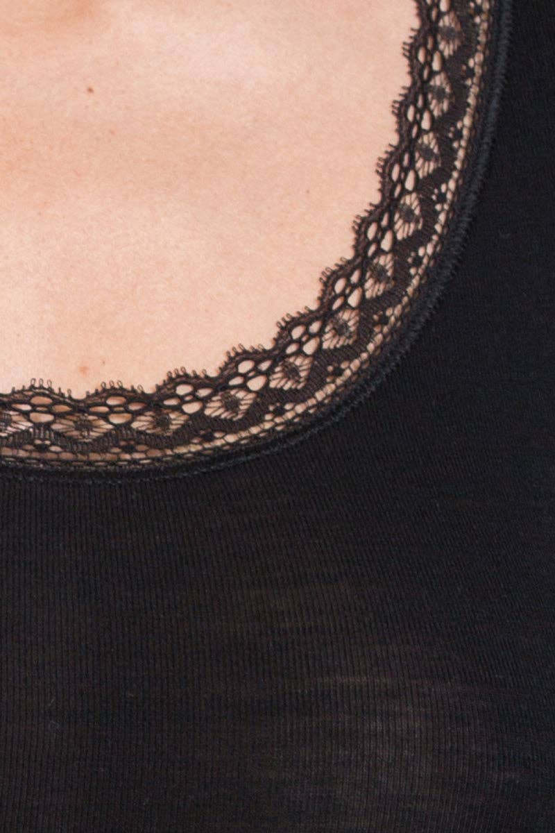 Tina tanktop van wol en zijde zwart