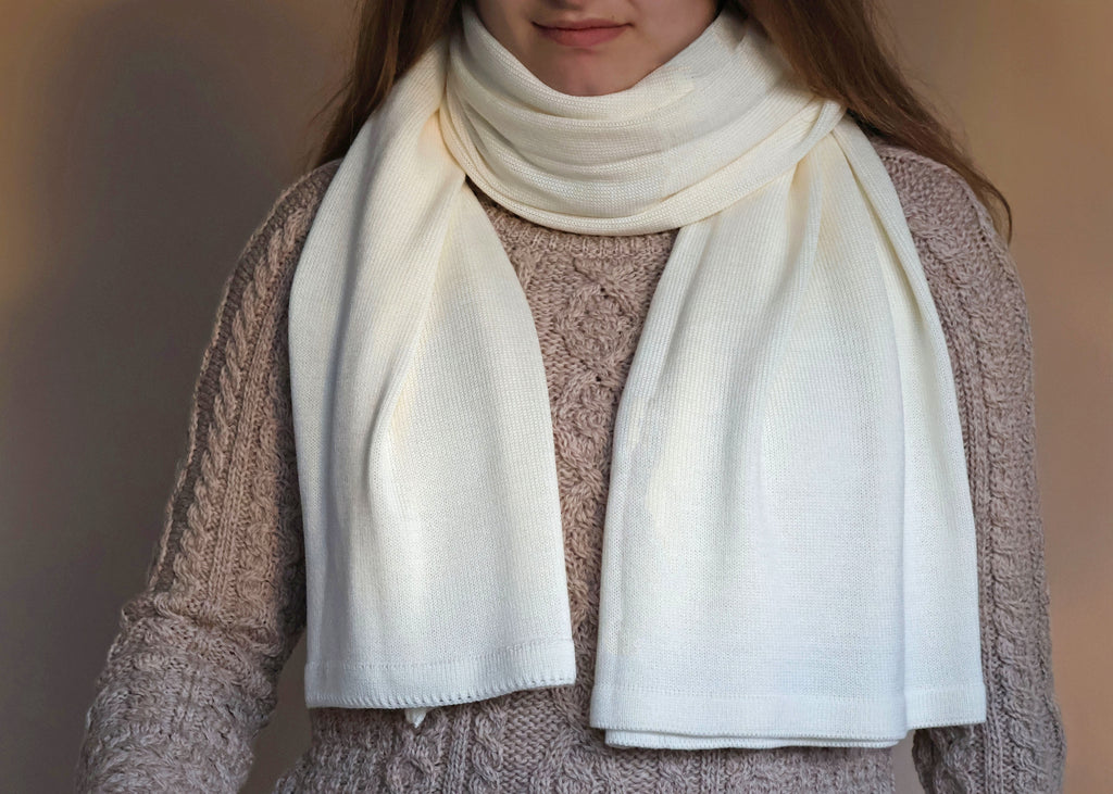 Penelope sjaal van merinowol wit