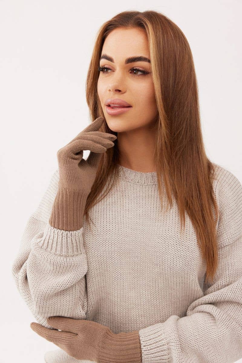 Classy handschoenen van merinowol camel